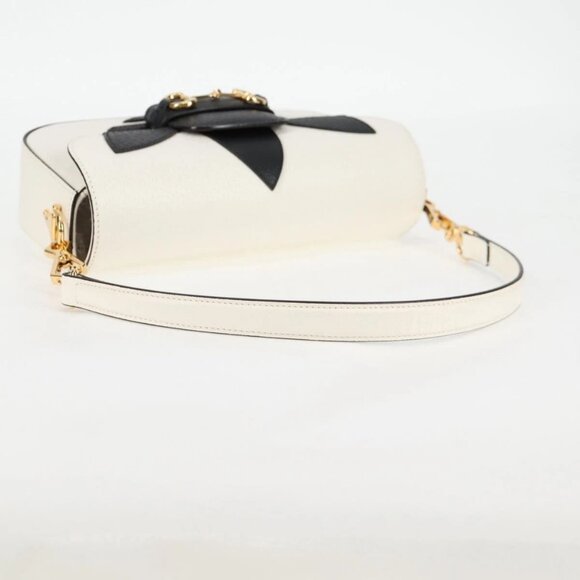 GUCCI Adidas Collaboration Horsebit Bag Leather 2way White 722009 Auth ac3794AM - Picture 8 of 16